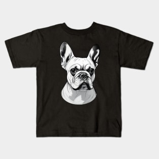 Black and White French Bulldog Design Kids T-Shirt